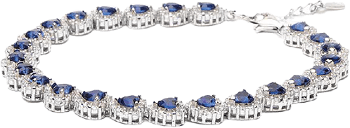 bracciale tennis zirconi cuore blue argento collezione greta gioielli aria preziosa