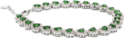 bracciale tennis zirconi cuore verde argento collezione greta gioielli aria preziosa