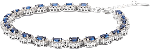 bracciale tennis zirconi ovali blue argento collezione greta gioielli aria preziosa